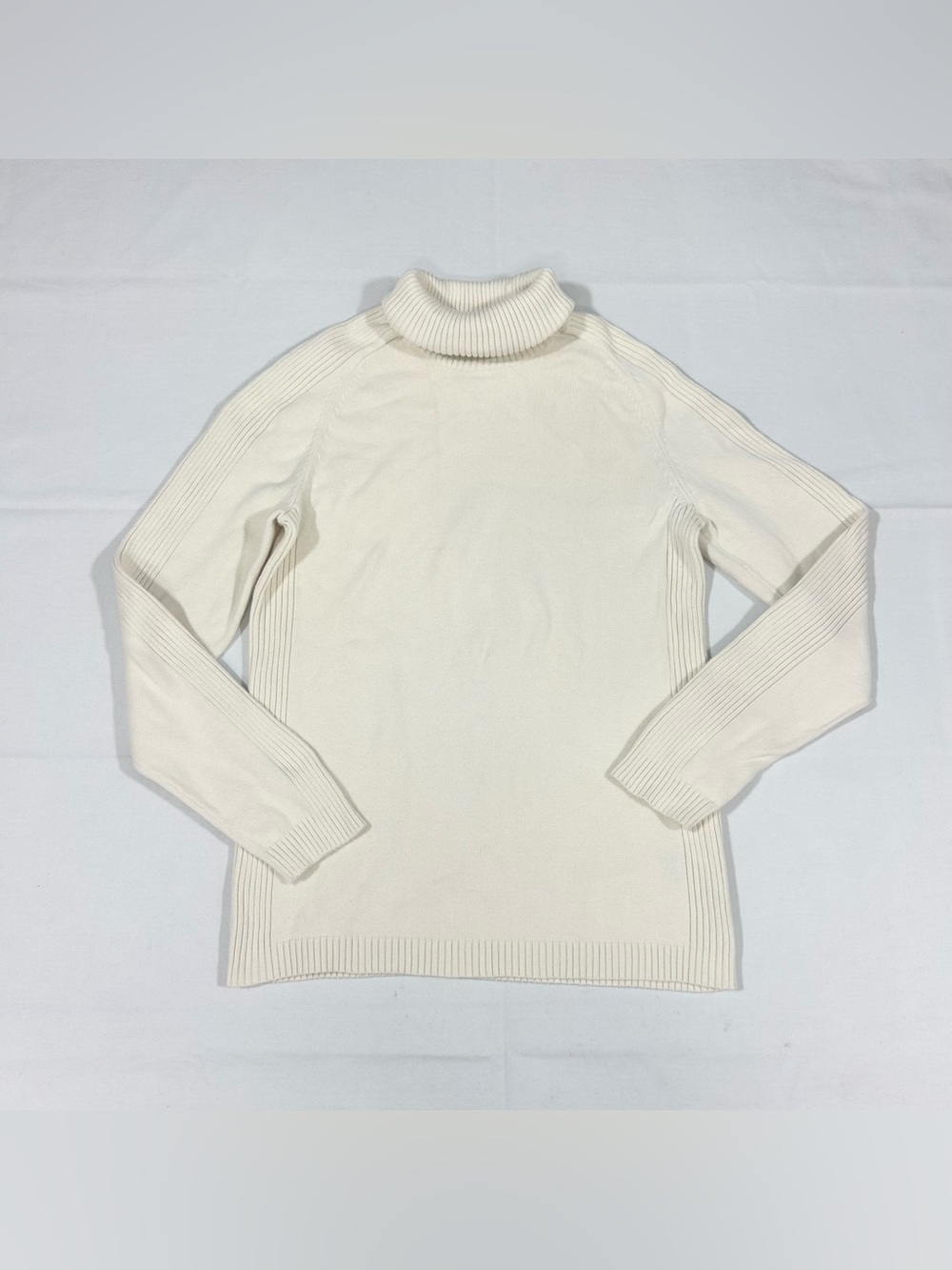 Vtg Polo Jeans Co. Ralph Lauren Womens L Cream Cotton Turtleneck Sweater Ribbed